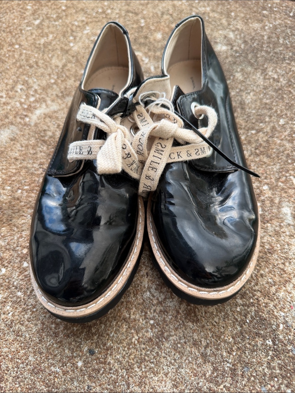 Zara little boys  Black Patent Lace-Up Oxfords NWOT